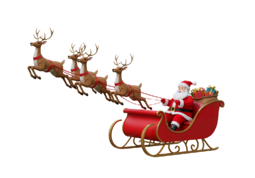 Santa in Sleigh with Reindeer – Iconic Holiday Magic and Christmas Spirit

