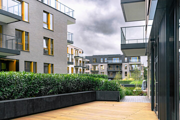 New houses construction. Residential house development	