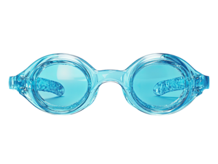 Aqua swim goggles, transparent blue frames, lenses, round, symmetrical