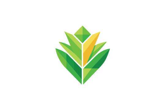 Abstract polygonal sugar cane leaf logo design