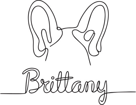 Brittany Spaniel Line Art with Name