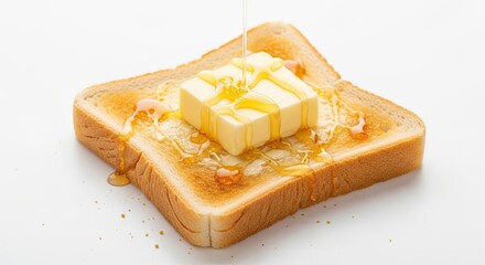 Delicious Golden Toast With Melting Butter And Honey Drizzled