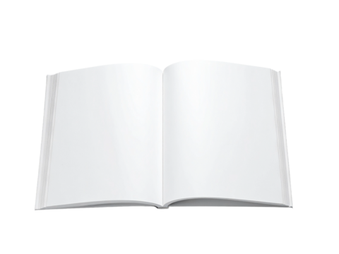 Open Blank Book Two-Page Spread – Isolated on White