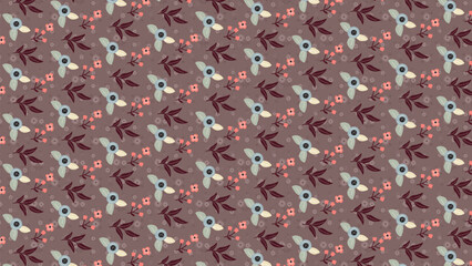 Elegant Seamless Floral Pattern Background Vector Design with Decorative Flowers and Leaves | Botanical Textile Print | Vintage Nature Wallpaper | Repeating Surface Pattern for Fabric, Packaging, and 