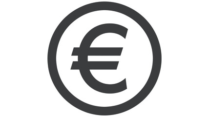Obraz premium A bold black silhouette of the euro currency symbol enclosed within a simple oval shape against a plain background silhouette
