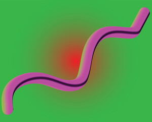 Abstract Wavy Pink Tube With Red Glow On Green Gradient Background .eps