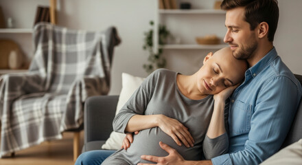 Fototapeta premium Couple Supporting Each Other Through Difficult Times Pregnancy and Illness