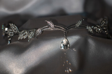 Elf tiara with diamonds, diadem. Beautiful sparkle decoration.