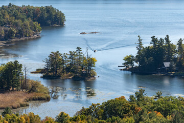 View of Islands From Thousand Islands Tower on a Sunny Autumn Day