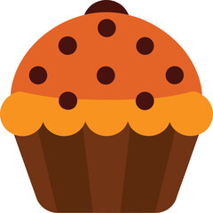 Fototapeta premium muffin with chocolate chips clip art on transparent background