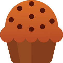 muffin with chocolate chips clip art on transparent background