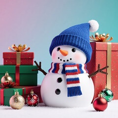 snowman and gift box