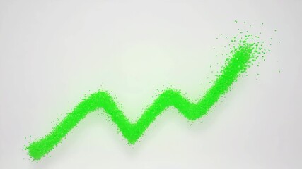 Green particles forming upward trending graph line abstract background finance growth concept video  - Powered by Adobe
