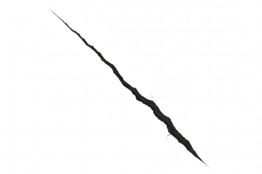 Earth surface crack creating rupture and damage, showing destruction and geological disaster on transparent background