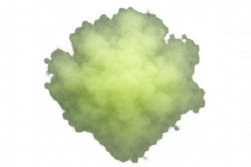 Green smoke forming a dense cloud or energetic burst, creating an abstract background element on transparent
