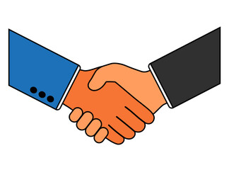 Handshake between two businessmen, Modern handshake vector illustration symbolizing agreement and partnership. Stylized illustration of two male hands shaking in a minimalist modern design