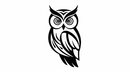 Obraz premium Wise owl illustration with striking eyes on a clean white background