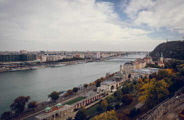 Budapest skyline with the bridge and castle