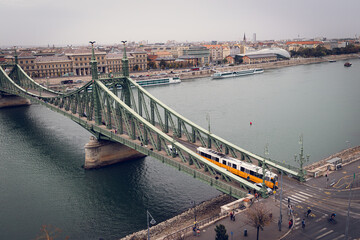 Budapest skyline with the bridge and castle