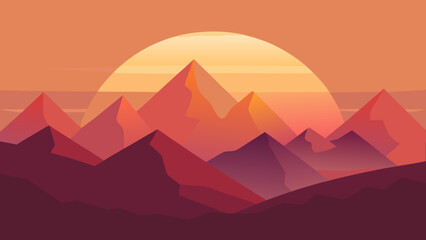 Majestic mountains at sunset with warm colors and soft lighting creating a serene and peaceful landscape with a sense of adventure and tranquility