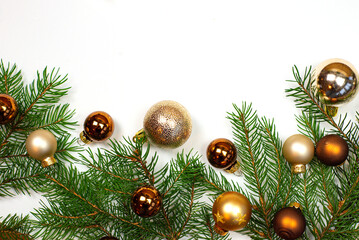 Beautiful and elegant Christmas ornaments gracefully adorning lush green pine branches