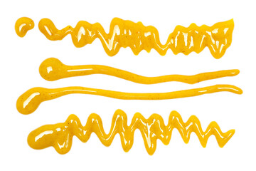 Sauce curry spread isolated on white, top view