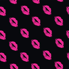 hot pink lips and black seamless pattern collection. Kiss prints seamless background, Valentine pattern design. Lip pattern design. Hot sexy lips