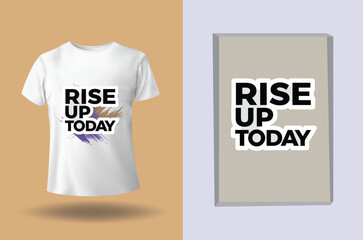 Naklejka premium T shirt with text rise up today abstract brush strokes clothing apparel