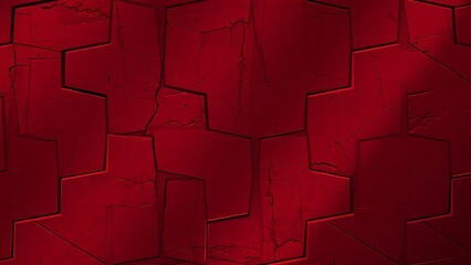 cracked geometric red wall texture with abstract angular panels, deep shadows, sharp edges, modern architectural mood, dramatic lighting, artistic surface design, premium background for visual depth