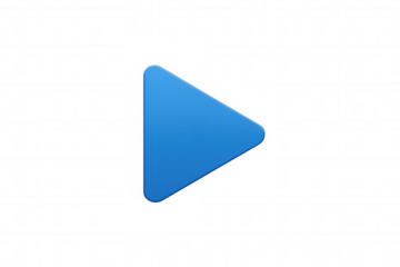 Blue 3d play icon arrow button, starting media content playback, streaming video and audio online