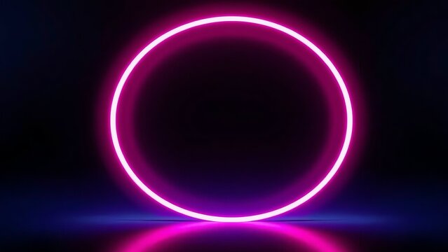 neon pink circle glowing in darkness with futuristic reflection, minimal gradient light, sci-fi inspired digital background for modern design, abstract elegance and visual depth
