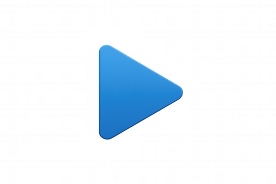 Blue 3d play icon arrow button, starting media content playback, streaming video and audio online