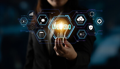 A futuristic user interface for Web 3.0 technology and applications. An overview of decentralized services like DeFi, cloud storage, and security. Motif