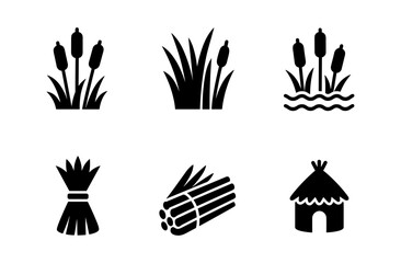 Fototapeta premium Reed marshland icons collection for nature and outdoor design projects