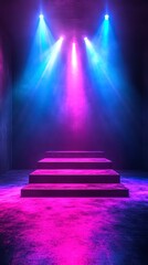 stage lights illuminate a stunning performance platform in a concert hall during a musical event
