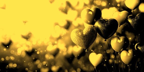 heart-shaped balloons float gracefully at a romantic celebration in a joyful atmosphere during the afternoon