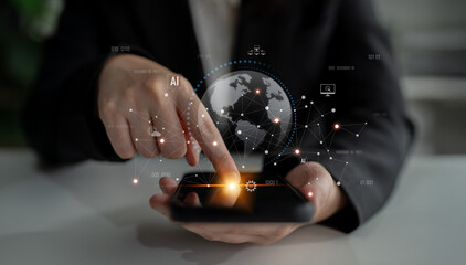 Global AI network showing connection between AI, global, and network elements across the digital world and data infrastructure Latch