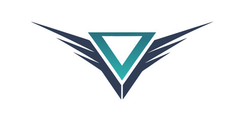 A striking teal and navy logo featuring a stylized triangle with winglike extensions, , conveys speed and precision