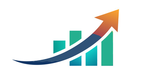 A vibrant illustration showcasing financial growth with rising bar graphs and an upwardpointing arrow, symbolizing success and positive trends
