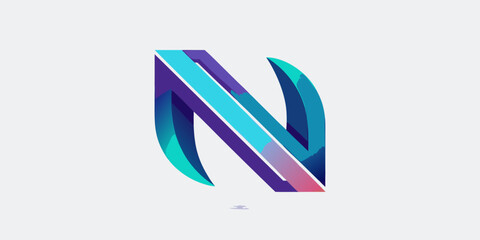 A stylized letter n, featuring a modern design with vibrant blue and purple gradients, creating a dynamic and eyecatching logo