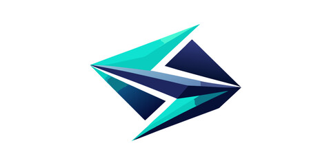 Abstract geometric logo design featuring a dynamic and modern shape with sharp angles and vibrant color palette