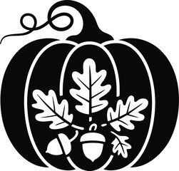 Vector art of pumpkin with leaves.