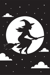 witch flying on a broom