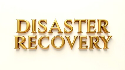Golden 3D text 'Disaster Recovery' conveys importance and resilience for business continuity planning.