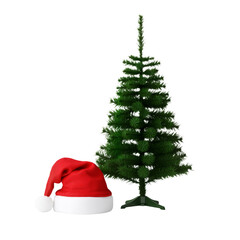 Christmas Tree with Santa Hat – Simple, Festive Symbol of Holiday Cheer and Tradition


