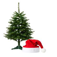 Christmas Tree with Santa Hat – Simple, Festive Symbol of Holiday Cheer and Tradition

