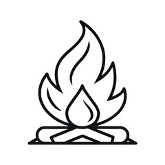 campfire wood outline line art vector