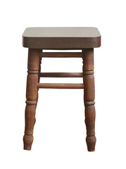 Front view of old wooden stool