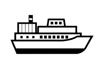 Obraz premium container ship outline line art vector