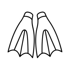 diving fins outline line art vector